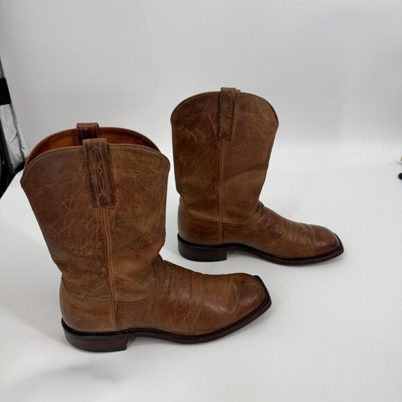 Lucchese Mens Square Toe Cowboy Boots Brown Western Everyday Size 9 2E WIDE main image 5